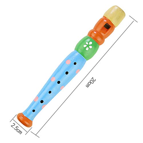 Tovip 2Pcs Wooden Kid Flute Musical Instrument Early Education Develop Recorder Woodwind Musical Educational Toy For Children (R
