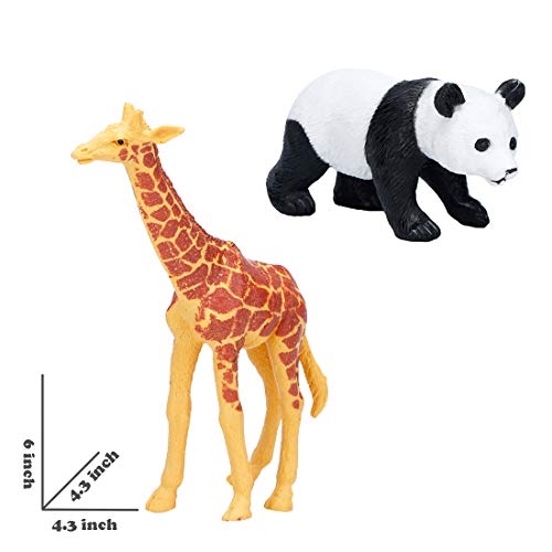 24Pcs Jumbo Safari & Zoo Animals Figures, Realistic Plastic Animal Toys Set For Kids 1 2 3, Lion, Elephant, Perfect For Play, Education, Baby Shower Decor,Party Supplies Cake Topper