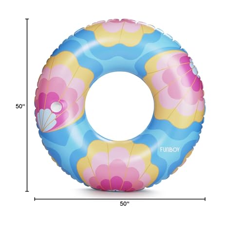 Funboy Giant Inflatable Mermaid Shells Tube Float, Donut Style Pool Float, Luxury Raft For Summer Pool Parties And Entertainment Large