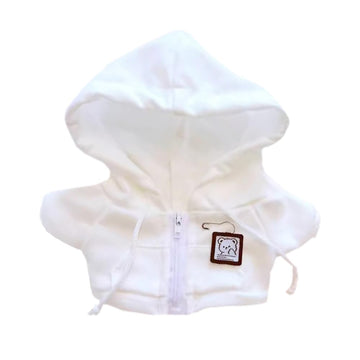 Niannyyhouse 10Cm~15Cm 20Cm Plush Doll Clothes Hoodie Cardigan Jacket Soft Stuffed Plush Toy Dress Up (White 10Cm~15Cm)