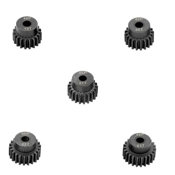 48P Hardened Steel Upgrade Pinion Gear Set: 19T 20T 21T 22T 23T fit 3.175mm (1/8-Inch) RC Motor Shaft (Work with Steel Spur Gear