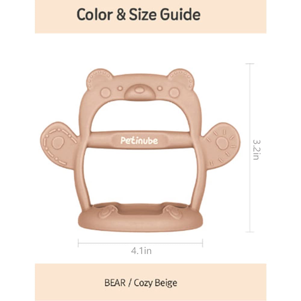 Petinube Baby Wrist Silicone Teether Soothing Pacifier For Infants 3+ Months Babies Pack Of 1 Made In Korea Anti-Dropping (Bear-