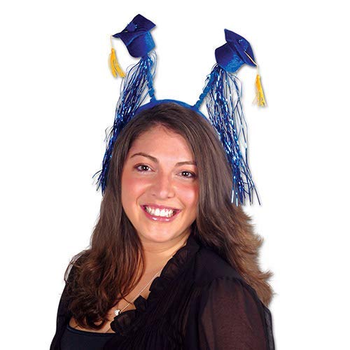Grad Cap w/Fringe Boppers (blue) Party Accessory (1 count) (1/Pkg)