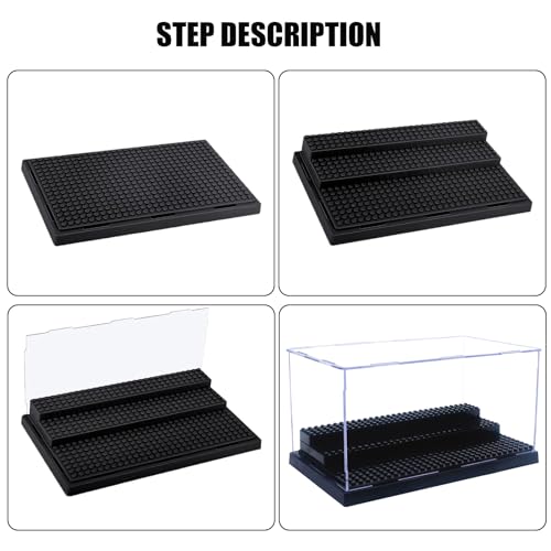 Wmm Minifigure Display Case For Action Figures Blocks, Dustproof Acrylic Display Box Storage With 3 Movable Steps For Collection