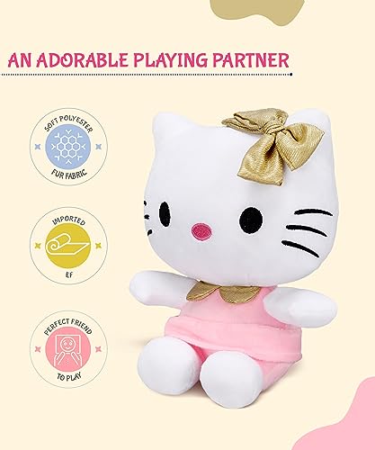 Hello Kitty In Pink Outfit And Golden Bow