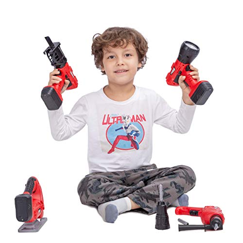 Joyin 4-In-1 Realistic Construction Tool Toy Electric Tool Playset Construction Pretend Play Stem Tool Toy Kit With Working Func