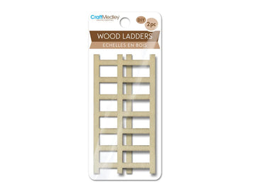 Craft Medley Miniature DIY Wood Dollhouse Diorama Ladders - 2 Piece - 4 Inches Tall, Brown