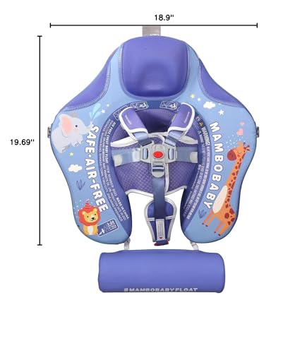 Newest Add Tail Never Flip Over Mambobaby Non Inflatable Baby Swim Float with Canopy UPF 50+ Adjustable Size Vest Air Free Water