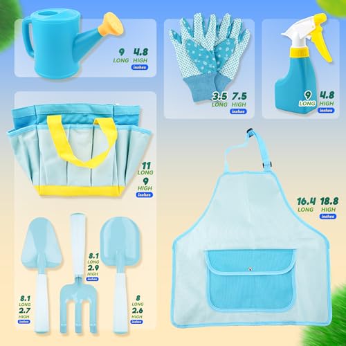 Smilesskiddo Kids Gardening Set - Toddler Garden Tool Set With Shovel Rake Trowel, Apron Tote Bag Watering Can And Tool Bag, Ide