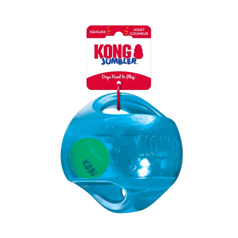 KONG Jumbler Ball - Interactive Dog Toy for Dog & Puppy Playtime - Fetch Toy with Tennis Ball - Dog Supplies for Engaging Play (Medium/Large)-New