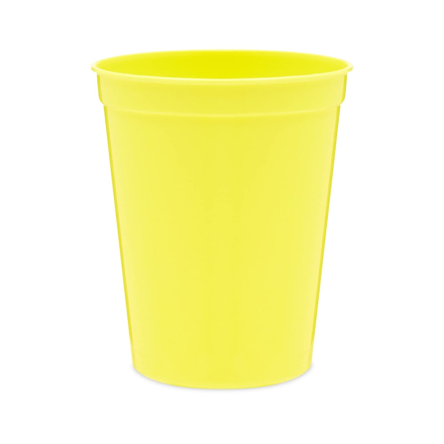 Blue Panda 25 Pack Yellow Plastic Stadium Cups - 16 Oz Bulk Yellow Reusable Plastic Cups For All Occasions & Celebrations