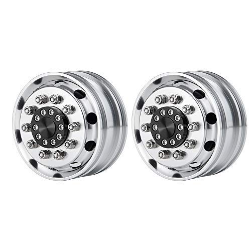 RC-Hub 2pcs Aluminum Alloy Front Wheels Rims for 1/14 Tamiya Trailer Truck RC Car (Width 25mm)