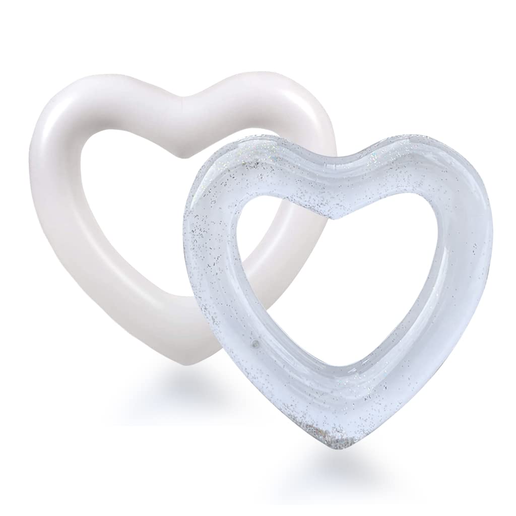 Blublu Park 2 Pcs Inflatable Heart Pool Float, 47.3 X 39.4 Inch Sweet Love Swim Rings Float Loungers Tube For Summer Water Fun B