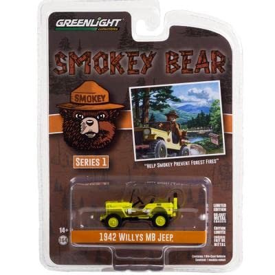 Greenlight 38020A Bright Green Help Smokey Prevent Forest Fires Smokey Bear Series 1 1 By 64 Scale Diecast Model Car For 1942 Willys Mb Jeep