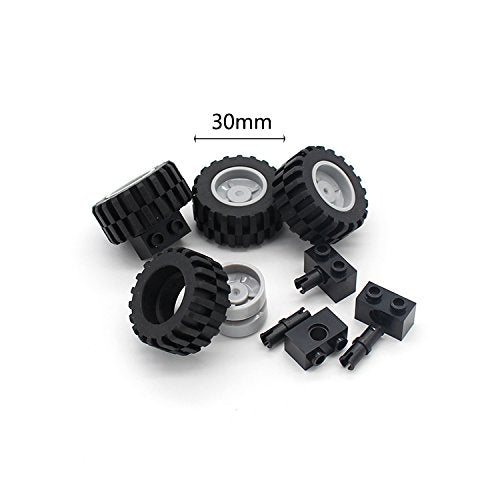 Wheels And Axles,Traffic Light ,Tires Bulk Lot - Building Bricks Block Education Wheels Set Toy Compatile With Major Brands, 52 Pcs, Over 6 Years Old