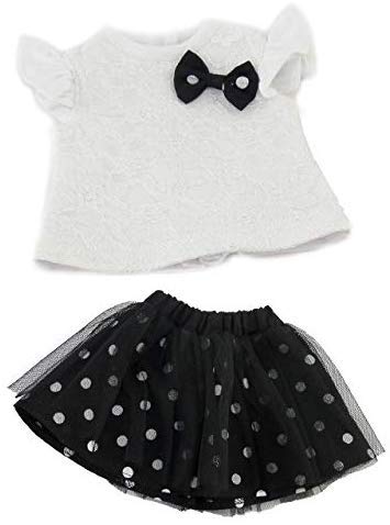 American Fashion World Black and White Polka Dot Skirt Set for 18-Inch Dolls | enhanced Quality & Trendy Design | Dolls Clothes | Outfit Fashions for Dolls for Popular Brands