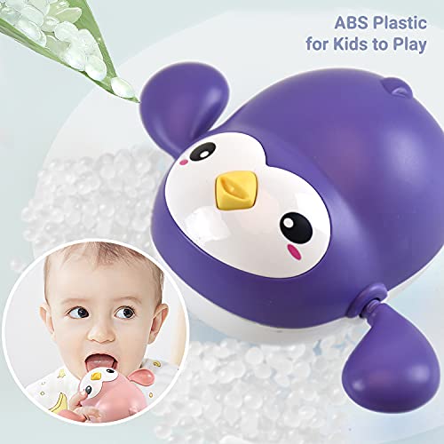 Baby Bath Toys, Wind Up Penguin Bathtub Toys, Toddlers Swimming Floating Playing Set In Bathroom Beach Pool, Colourful Water Pla