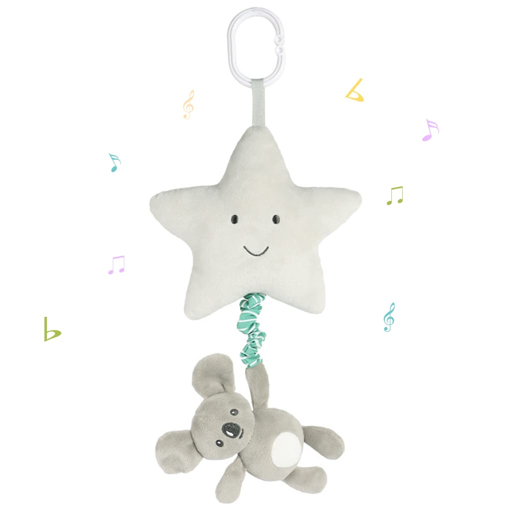 Blublu Park Baby Hanging Musical Toy With Music Box, Baby Lullaby Pull Musical Sensory Toys For Babies Boys And Girls, Clip On B