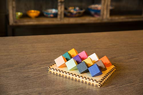 Project Genius: Chroma Cube, A Colorful Logic Puzzle, 12 Colorful Wood Blocks, 25 Brainteaser Cards, Puzzle, Great Gift, 1 Player Game Logic