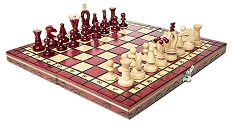 Chess And Games Shop Muba Beautiful Handcrafted Wooden Chess Set With Wooden Board And Handcrafted Chess Pieces Gift Idea Products (12.5 (32 Cm) Red)