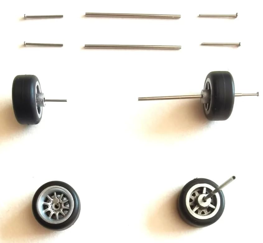 Wheel Set for 1:64 Car Models with Rubber Tires and Easy Installation Axles (Pack of 10 Sets)