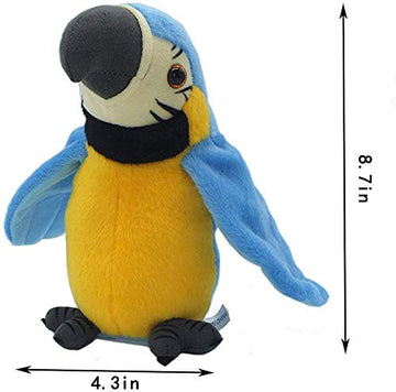 9'' Cute Talking Parrot Repeats What You Say Electronic Interactive Plush Toy Stuffed Animal Record Parrot Waving Wings Funny Bird Toys For Children Girls Boys Best Xmas Gift (Blue Parrot)