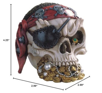 Stealstreet Ss-G-44015 Pirate Skull Head With Treasure Collectible Figurine Statue Decoration