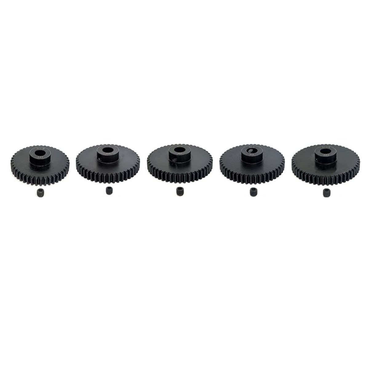KingVal Replacement 5PCS M1 8mm 43T 44T 45T 46T 47T Steel Pinion Motor Gear Compatible with 1/5 RC Car Brushed Brushless Motor