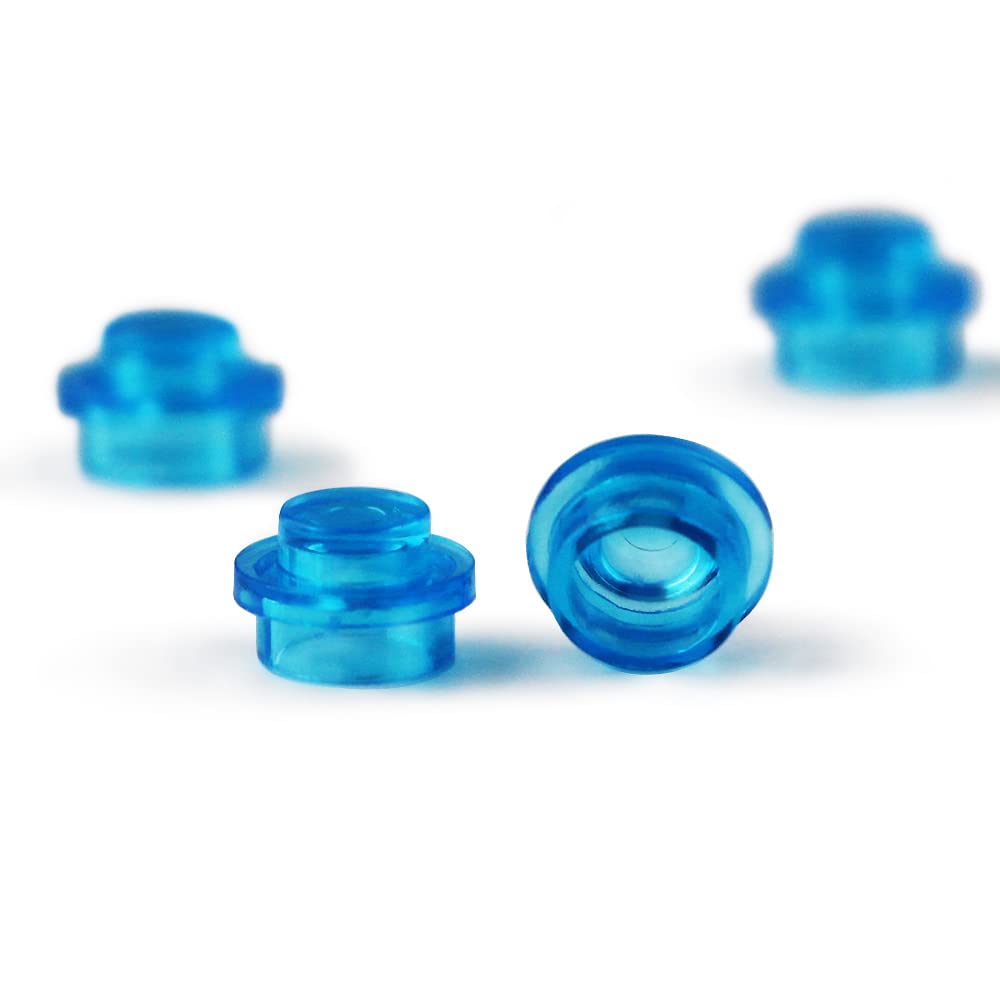 Feleph 1000Pcs Transparent Blue Round Plates 1X1 Building Blocks Parts And Pieces Bricks Dots Bulk Studs Accessories Kit Compati