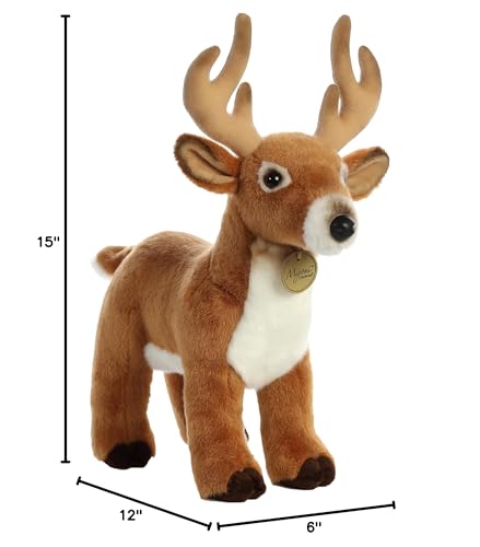 Aurora® Miyoni® 14" Brown Deer Stuffed Animal - Lifelike Detail, Polyester Material, Cherished Companionship, Model 26183