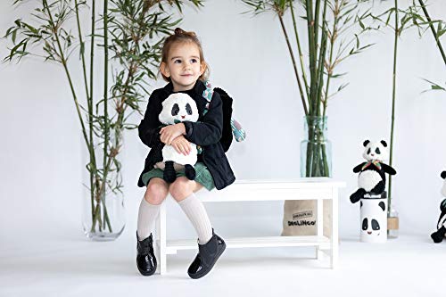 LES DÉGLINGOS Panda Plush Toy - Simply Rototos, One Size, Black & White, Polyester, Model 32128