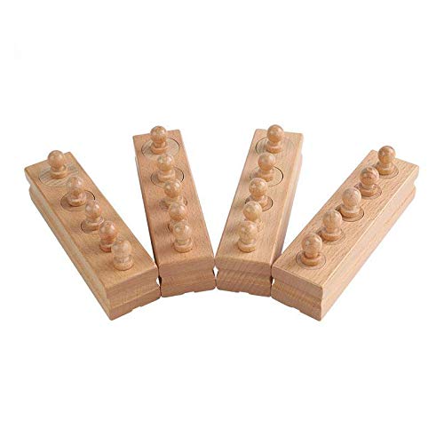 Adena Montessori Wooden Knobbed Cylinder Block Set of 4 - Educational Tools for Preschool Learning, Model A021