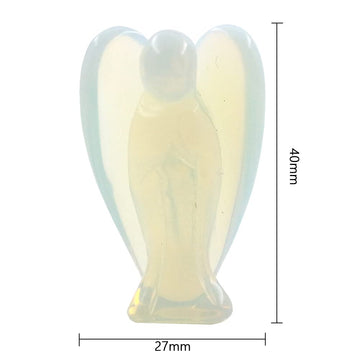 Ouubuuy Opalite Crystal Angel Figurines Statues Natural Gemstone Carved Pocket Guardian Angel 1.5 inch for Healing Reiki Spiritu