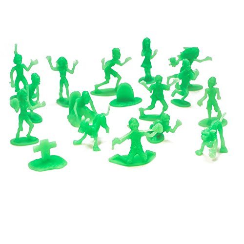 Zombie Action Figures - 100 Glow In The Dark Figurines With 14 Unique Sculpts - Includes Zombies, Pets, Gravestones, And Humans - Encourages Imaginative Play, Great Party Favor Or Gift For Kids