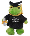 Plushland Plush Stuffed Animal Toys 12 Inches Present Gifts for Graduation Day Personalized Text Name or Your School Logo on Gown Best for Any Grad School Kids (Graduation Frog Black Gown)