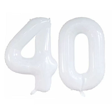 Goer Number 40 Balloons For 40Th Birthday Party Decorations,42 Inch Jumbo Foil Helium Balloons For 40Th Anniversary (White)