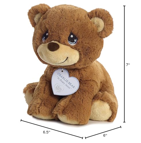 Aurora Inspirational Precious Moments Charlie Bear Stuffed Animal - Cherished Memories - Enduring Comfort - Brown 8.5 Inches