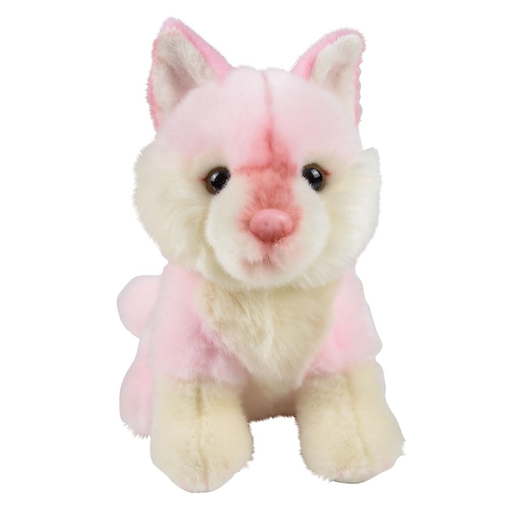 Forest & Twelfth 7'' Stuffed Pink Wolf, Soft Plush Toy, Cute Stuffed Animal For Boys And Girls, Realistic Looking Small Stuffed