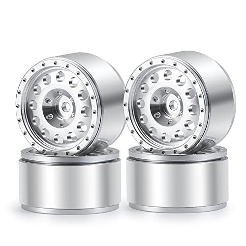 RC-Hub 4Pcs 1.0'' Micro Beadlock Wheels 1.0 Wheel Rims for 1/24 Axial SCX24 90081 AXI00001 AXI00002 RC Crawler Car Silver