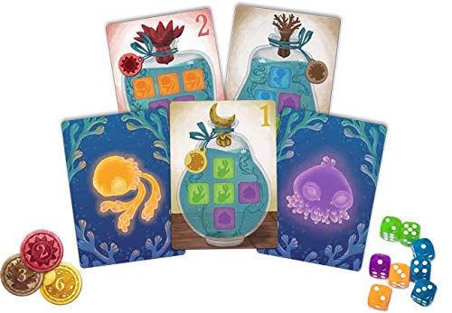 Z-Man Games Noctiluca Board Game - Dive Into The Glowing Depths In This Colorful Dice Game! Strategy Game For Kids & Adults, Age