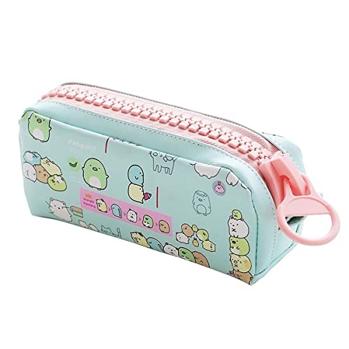 Wolpin Polyurethane 1Pc Pencil Case Large Capacity Pencil Pouch Bag Pu For Boys & Girls Students With Large Zipper Closure Porta