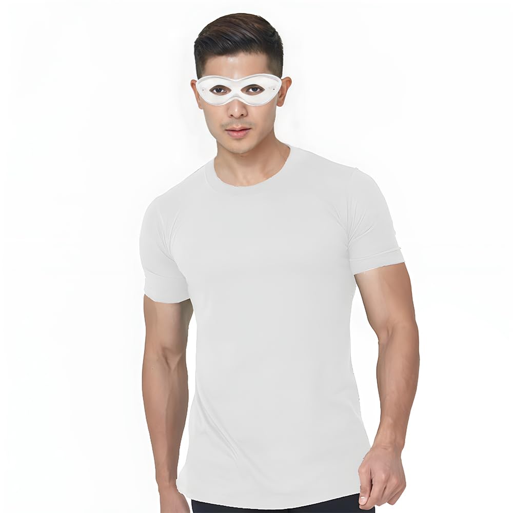 White Super Hero Fabric Eye Mask - 2.87'' x 8.25'' - Durable, Comfortable & Perfect Fit - Ideal for Parties, Cosplay & More