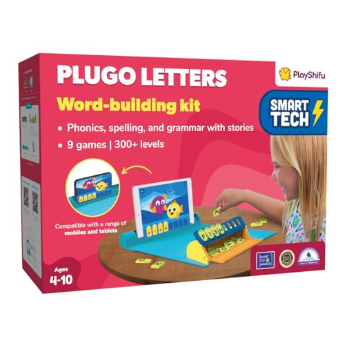 Playshifu Educational Word Game-Plugo Letters Kit+App With 9 Learning Games, Stem Toy Gifts For Kids Age 4-10 , Spellings & Grammar 48 Alphabet Tiles Works With Tabs/Mobiles(Packaging May Vary)