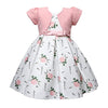 Cosplay Life Elegant Flower Dress for Girls Young mature-themed Fashion Bow Flower Waistline Kids Party Festival Ages 5-9 Years Old (Pink 7yrs)