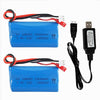 7.4V 1500mAh Li-ion Battery JST Plug for HUANQI HQ957 948 848 MJX F45 T23 RC Car Double Horse 9118 RC Helicopter 2 Pack with USB