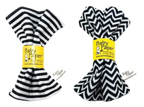 Baby Paper Original Crinkle Sensory Toy | Black and White Stripe and Zig Zag 2-Pack | Crinkle Paper for Babies | Sensory Baby To