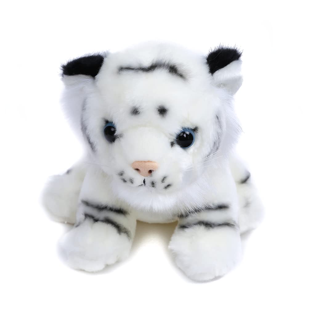 Plushland White Tiger Sitting 8 Stuffed Toys Plush Super Soft Winter Holiday (White)