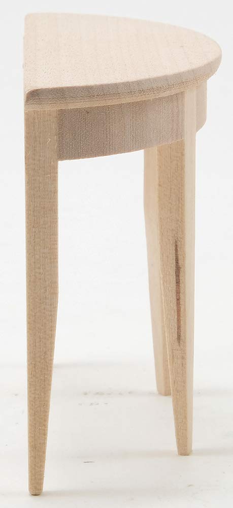 Dollhouse Miniature Half Round Side Table (Unfinished)