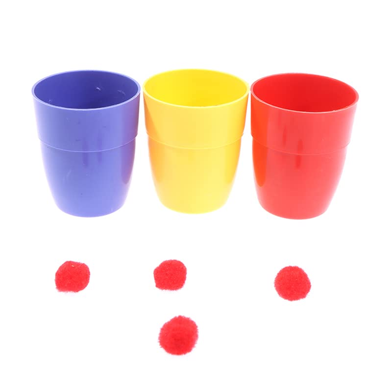 SUMAG Three Cups and Balls Plastic Magic Tricks Balls Appearing/Disappearing Close up Gimmick Comedy Kids Magic (Small - Multi-C