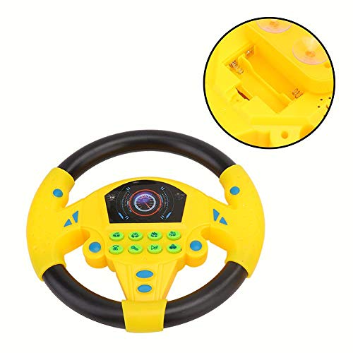 Garosa Simulated Driving Controller 21 X 3.5 X 21Cm Co-Driver Simulated Steering Wheel Educational Music Toy For Children Kids 4 5 6 Years Old (Yellow)